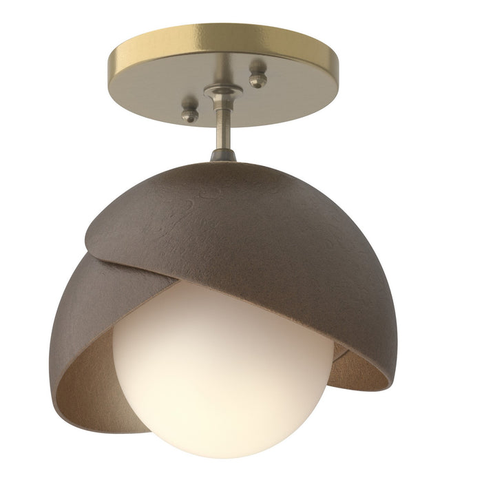 Brooklyn 1-Light Double Shade Semi-Flush in Modern Brass with Bronze Accent - 121377-SKT-86-05-GG0711 by Hubbardton Forge