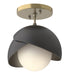 Brooklyn 1-Light Double Shade Semi-Flush in Modern Brass with Black Accent - 121377-SKT-86-10-GG0711 by Hubbardton Forge