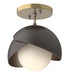 Brooklyn 1-Light Double Shade Semi-Flush in Modern Brass with Oil Rubbed Bronze Accent - 121377-SKT-86-14-GG0711 by Hubbardton Forge