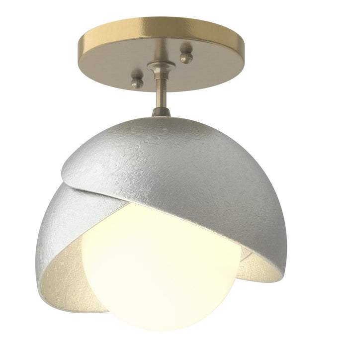 Brooklyn 1-Light Double Shade Semi-Flush in Modern Brass with Vintage Platinum Accent - 121377-SKT-86-82-GG0711 by Hubbardton Forge