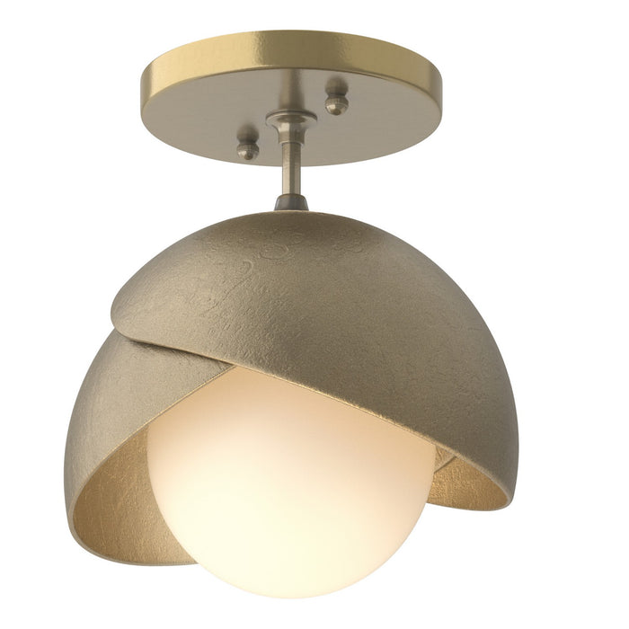 Brooklyn 1-Light Double Shade Semi-Flush in Modern Brass with Soft Gold Accent - 121377-SKT-86-84-GG0711 by Hubbardton Forge