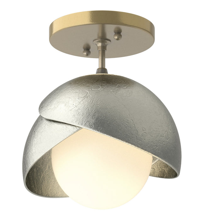 Brooklyn 1-Light Double Shade Semi-Flush in Modern Brass with Sterling Accent - 121377-SKT-86-85-GG0711 by Hubbardton Forge