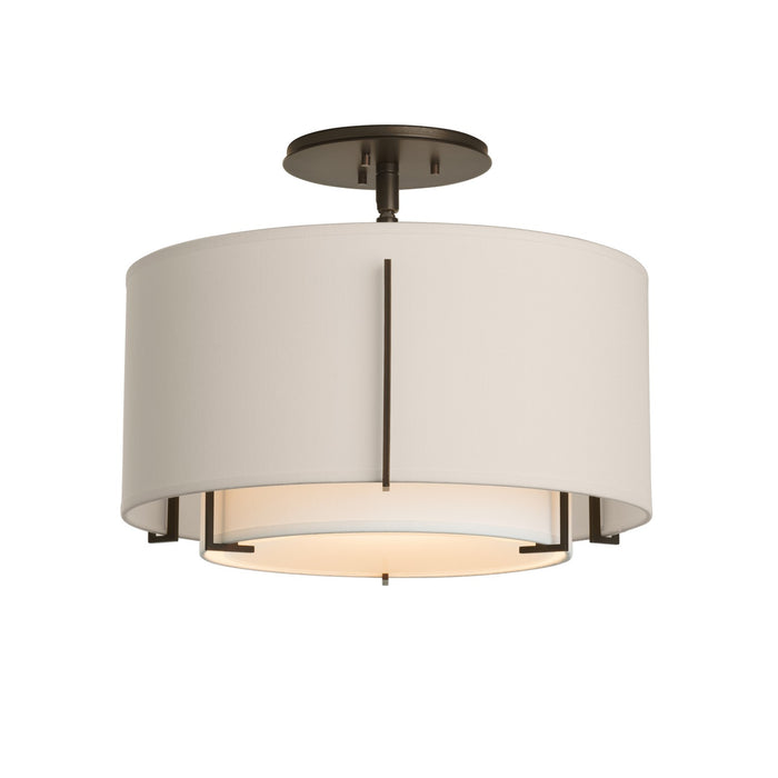 Exos Small Double Shade Semi-Flush in Oil Rubbed Bronze - 126501-SKT-14-SF1099-SE1590 by Hubbardton Forge