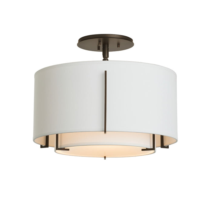 Exos Small Double Shade Semi-Flush in Oil Rubbed Bronze - 126501-SKT-14-SF1099-SF1590 by Hubbardton Forge