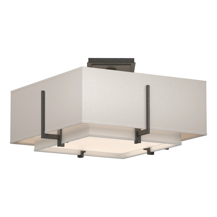 Exos Square Small Double Shade Semi-Flush in Natural Iron - 126507-SKT-20-SF1205-SE1605 by Hubbardton Forge