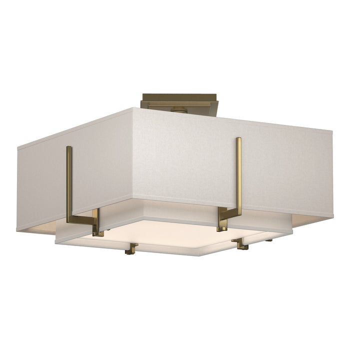 Exos Square Small Double Shade Semi-Flush in Modern Brass - 126507-SKT-86-SF1205-SE1605 by Hubbardton Forge