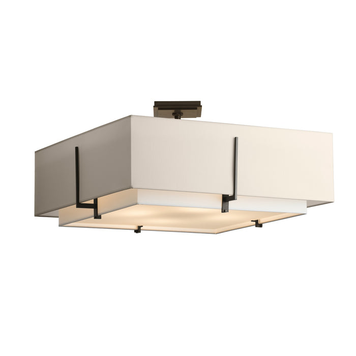 Exos Square Large Double Shade Semi-Flush in Oil Rubbed Bronze - 126513-SKT-14-SF2012-SE2401 by Hubbardton Forge