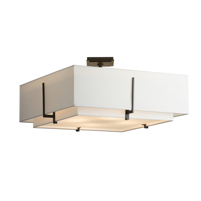 Exos Square Large Double Shade Semi-Flush in Oil Rubbed Bronze - 126513-SKT-14-SF2012-SF2401 by Hubbardton Forge