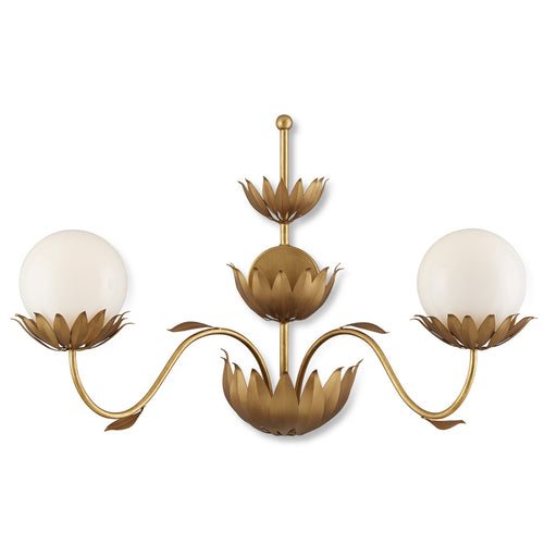 5000-0231 - Mirasole 2-Light Wall Sconce in Contemporary Gold Leaf & Gold & White by Currey and Company