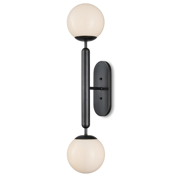 5800-0035 - Barbican 2-Light Wall Sconce in Oil Rubbed Bronze & White by Currey and Company