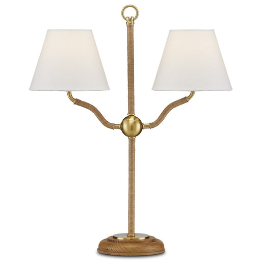 6000-0873 - Sirocco 2-Light Desk Lamp in Natural & Antique Brass by Currey and Company