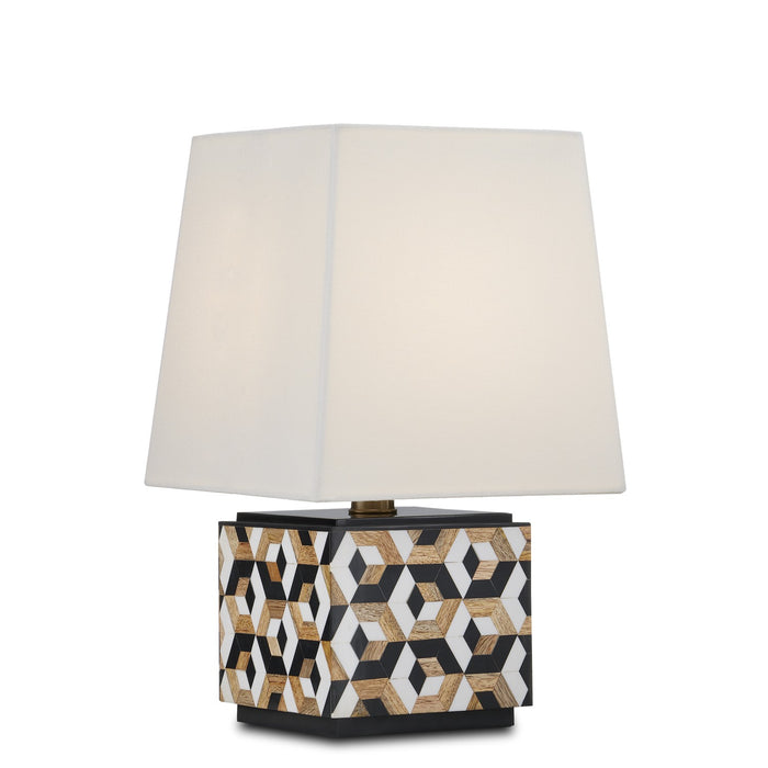 6000-0885 - Geo 1-Light Table Lamp in Black & White & Natural by Currey and Company