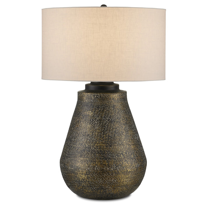 6000-0890 - Brigadier 1-Light Table Lamp in Antique Brass & Black & Whitewash by Currey and Company