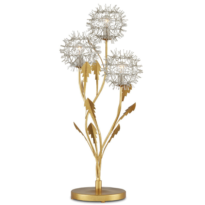 6000-0895 - Dandelion 3-Light Table Lamp in Contemporary Silver Leaf & Silver & Contemporary Gold Leaf by Currey and Company