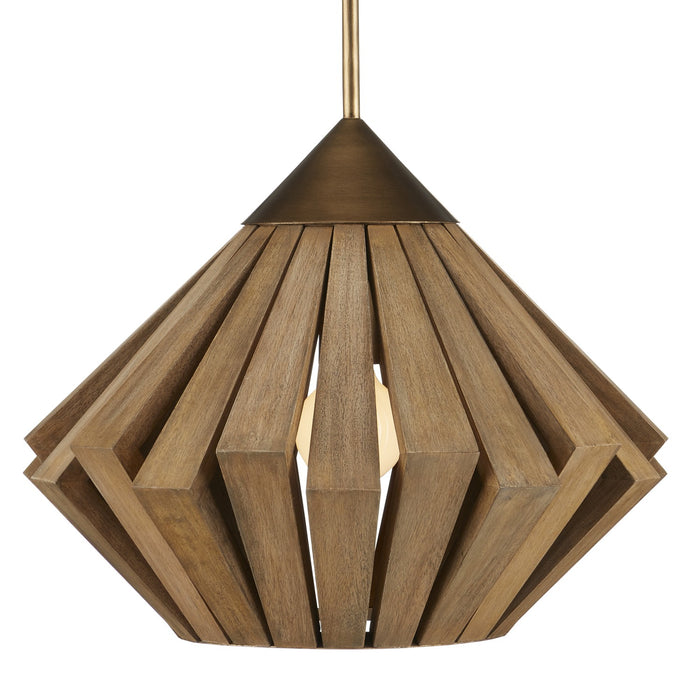 9000-0995 - Plunge 1-Light Pendant in Brass & Toffee by Currey and Company