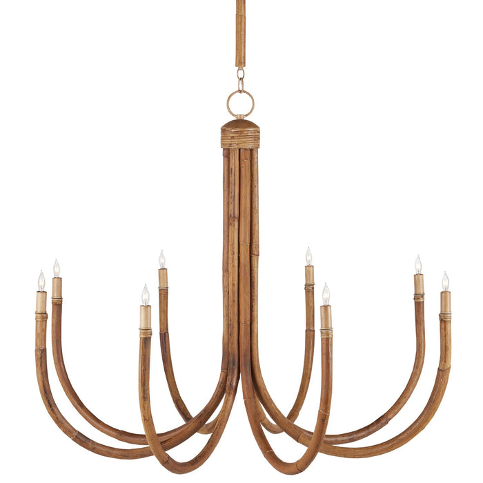 9000-1085 - Samsara 8-Light Chandelier in Natural & Saddle Tan by Currey and Company