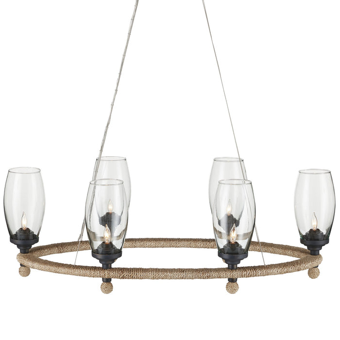 9000-1086 - Hightider 6-Light Chandelier in Natural & Clear & French Black by Currey and Company