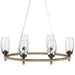 9000-1086 - Hightider 6-Light Chandelier in Natural & Clear & French Black by Currey and Company