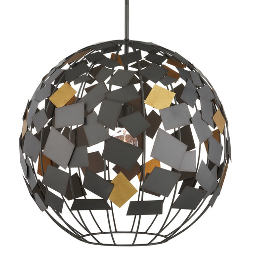 9000-1089 - Hiroshi Koshitaka 1-Light Chandelier in Gray & Contemporary Gold Leaf by Currey and Company