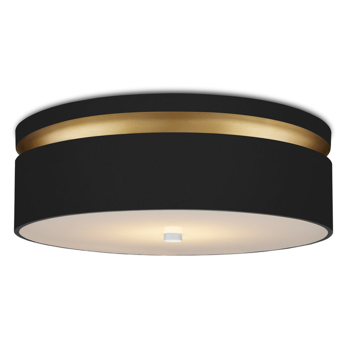 Serenity One Light Flush Mount in Satin Black/Contemporary Gold/White