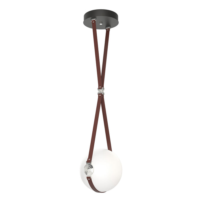 Derby Small LED Pendant in Black with Polished Nickel Accent - 131040-LED-STND-10-24-LB-HF-GG0670 by Hubbardton Forge