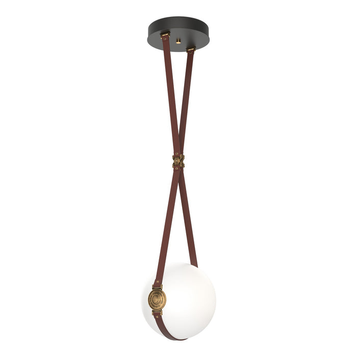 Derby Small LED Pendant in Black with Antique Brass Accent - 131040-LED-STND-10-27-LB-HF-GG0670 by Hubbardton Forge