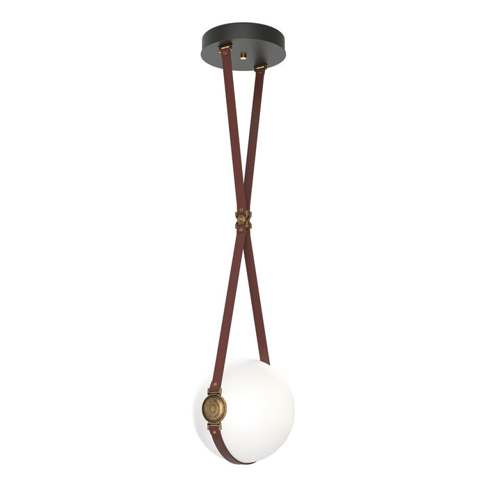 Derby Small LED Pendant in Black with Antique Brass Accent - 131040-LED-STND-10-27-LB-NL-GG0670 by Hubbardton Forge