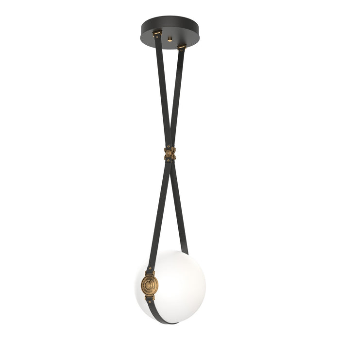 Derby Small LED Pendant in Black with Antique Brass Accent - 131040-LED-STND-10-27-LK-HF-GG0670 by Hubbardton Forge