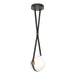 Derby Small LED Pendant in Black with Antique Brass Accent - 131040-LED-STND-10-27-LK-HF-GG0670 by Hubbardton Forge