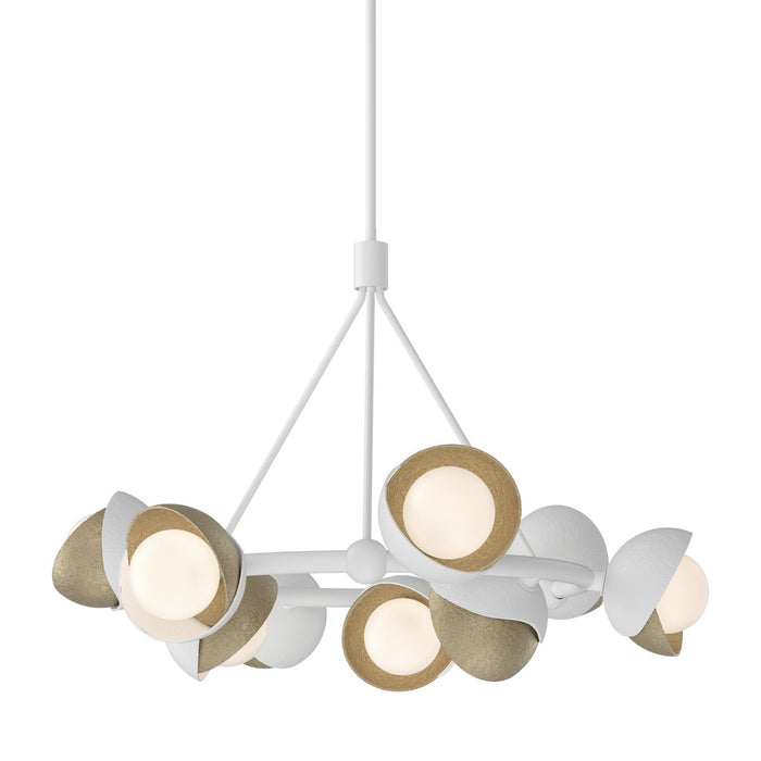 Brooklyn 9-Light Double Shade Ring Pendant in White with Soft Gold Accent - 131068-SKT-MULT-02-84-GG0711 by Hubbardton Forge