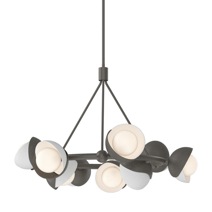 Brooklyn 9-Light Double Shade Ring Pendant in Dark Smoke with White Accent - 131068-SKT-MULT-07-02-GG0711 by Hubbardton Forge