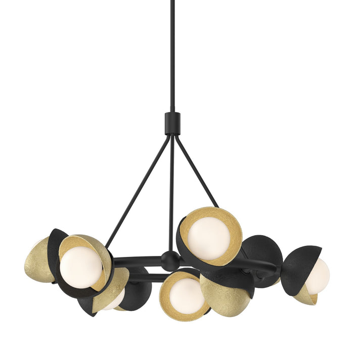 Brooklyn 9-Light Double Shade Ring Pendant in Black with Modern Brass Accent - 131068-SKT-MULT-10-86-GG0711 by Hubbardton Forge