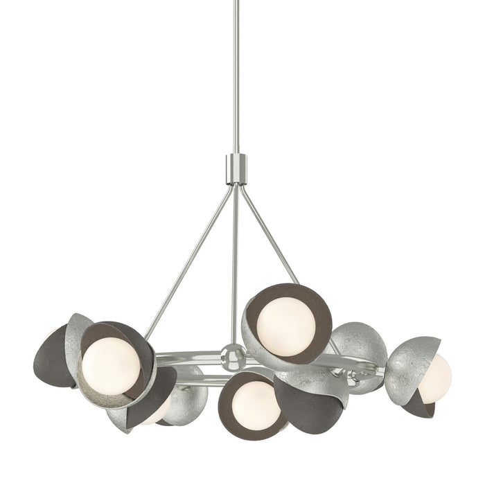 Brooklyn 9-Light Double Shade Ring Pendant in Sterling with Dark Smoke Accent - 131068-SKT-MULT-85-07-GG0711 by Hubbardton Forge