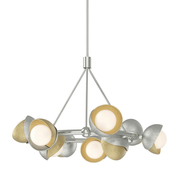 Brooklyn 9-Light Double Shade Ring Pendant in Sterling with Modern Brass Accent - 131068-SKT-MULT-85-86-GG0711 by Hubbardton Forge