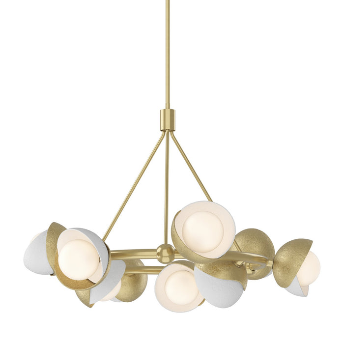 Brooklyn 9-Light Double Shade Ring Pendant in Modern Brass with White Accent - 131068-SKT-MULT-86-02-GG0711 by Hubbardton Forge