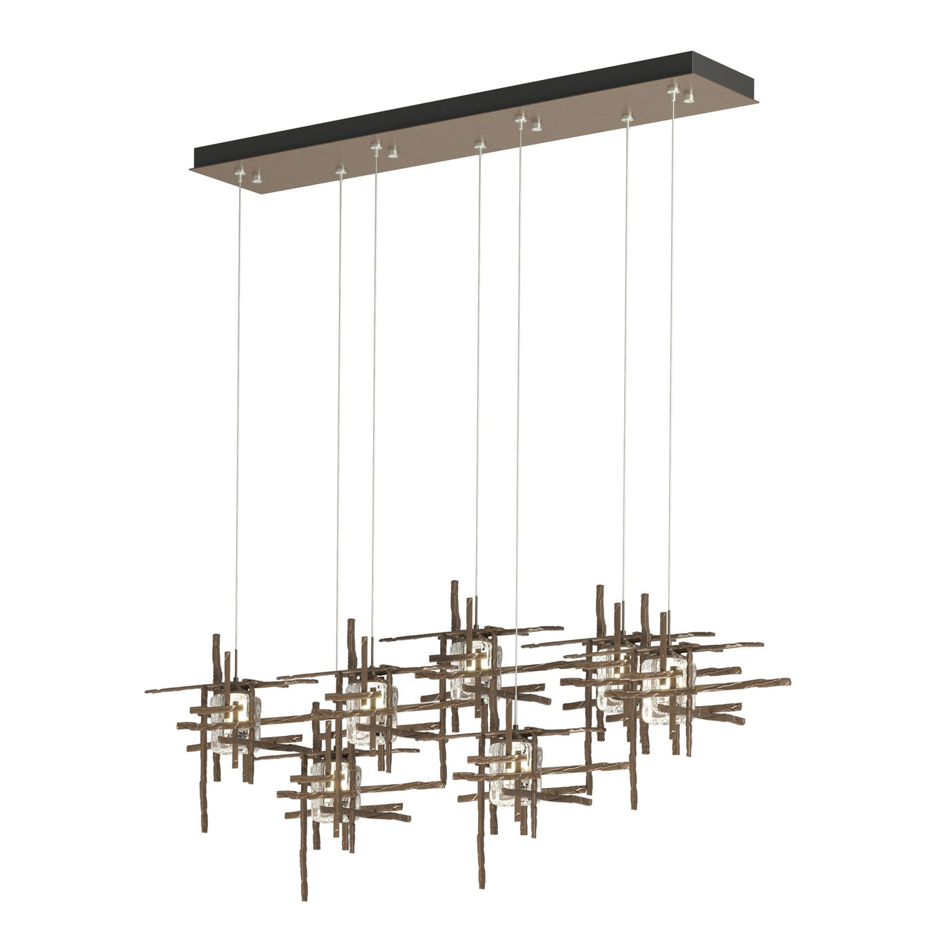 Tura 7-Light Seeded Glass Pendant in Bronze - 131095-SKT-STND-05-II0728 by Hubbardton Forge