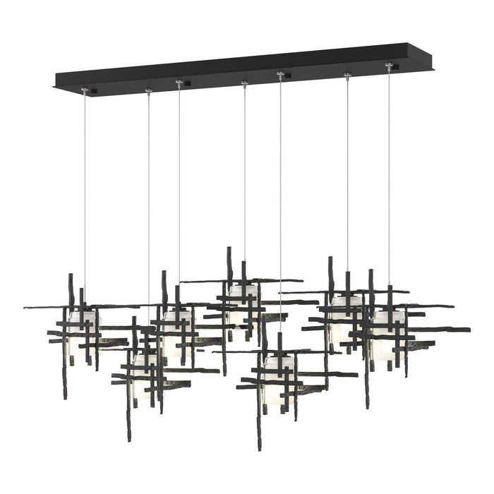 Tura 7-Light Frosted Glass Pendant in Black - 131096-SKT-STND-10-YC0305 by Hubbardton Forge