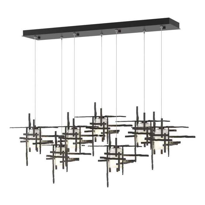 Tura 7-Light Frosted Glass Pendant in Oil Rubbed Bronze - 131096-SKT-STND-14-YC0305 by Hubbardton Forge