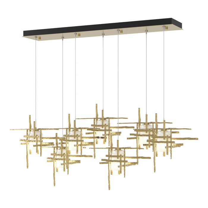 Tura 7-Light Frosted Glass Pendant in Modern Brass - 131096-SKT-STND-86-YC0305 by Hubbardton Forge