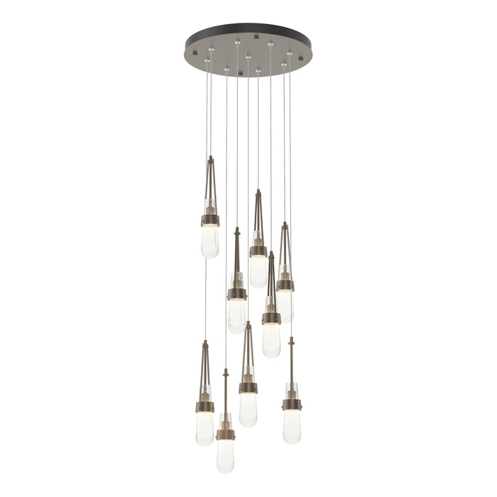 Link 9-Light Blown Glass Pendant in Bronze - 131100-SKT-STND-05-YG0434 by Hubbardton Forge