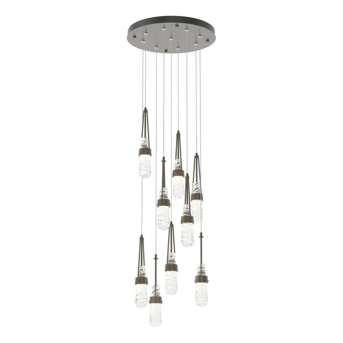 Link 9-Light Blown Glass Pendant in Dark Smoke - 131100-SKT-STND-07-YJ0434 by Hubbardton Forge