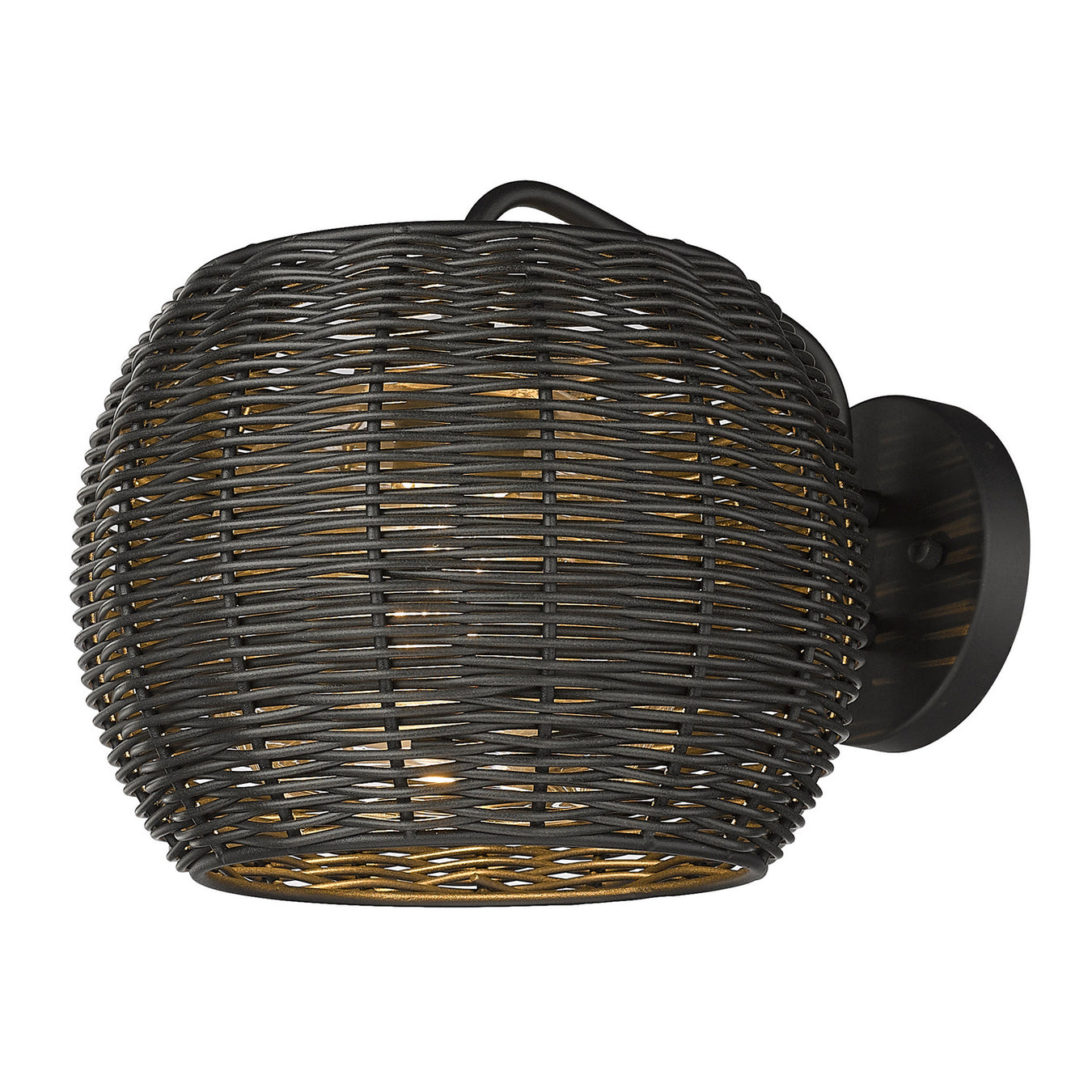 6074-OWM NB-BRW - Vail 1-Light Outdoor Wall Sconce in Natural Black with Black Rattan Wicker by Golden Lighting