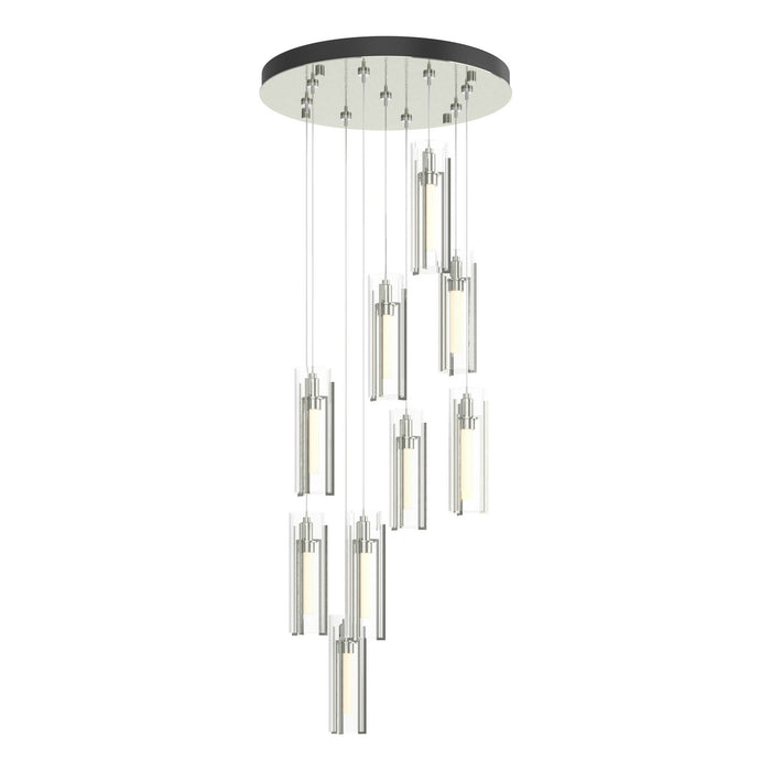 Exos Glass 9-Light Pendant in Sterling - 131104-SKT-STND-85-ZM0065 by Hubbardton Forge