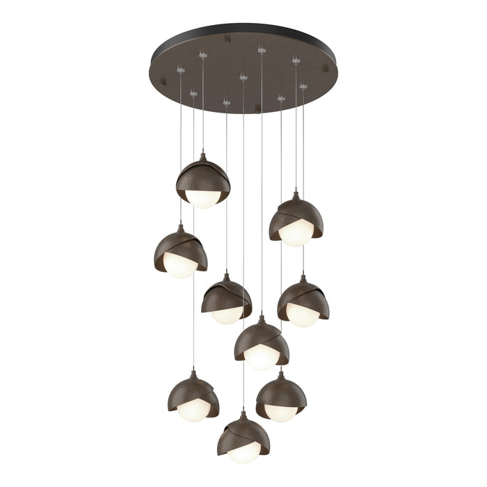 Brooklyn 9-Light Double Shade Pendant in Bronze with Bronze Accent - 131105-SKT-STND-05-05-GG0711 by Hubbardton Forge