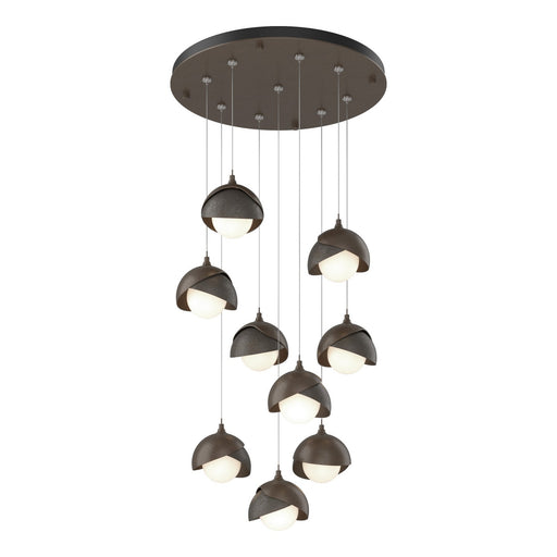 Brooklyn 9-Light Double Shade Pendant in Bronze with Dark Smoke Accent - 131105-SKT-STND-05-07-GG0711 by Hubbardton Forge