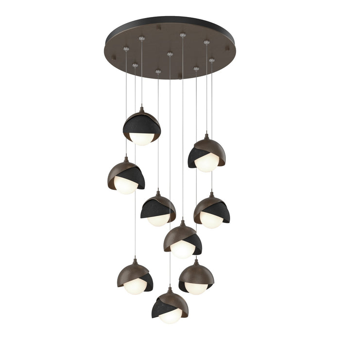 Brooklyn 9-Light Double Shade Pendant in Bronze with Black Accent - 131105-SKT-STND-05-10-GG0711 by Hubbardton Forge