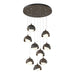 Brooklyn 9-Light Double Shade Pendant in Bronze with Natural Iron Accent - 131105-SKT-STND-05-20-GG0711 by Hubbardton Forge