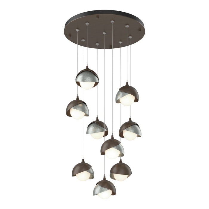 Brooklyn 9-Light Double Shade Pendant in Bronze with Vintage Platinum Accent - 131105-SKT-STND-05-82-GG0711 by Hubbardton Forge