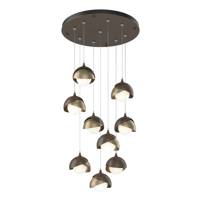 Brooklyn 9-Light Double Shade Pendant in Bronze with Soft Gold Accent - 131105-SKT-STND-05-84-GG0711 by Hubbardton Forge