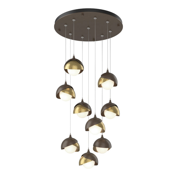 Brooklyn 9-Light Double Shade Pendant in Bronze with Modern Brass Accent - 131105-SKT-STND-05-86-GG0711 by Hubbardton Forge